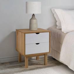 vidaXL Cabinet OTTA Brown&White Bedside Table