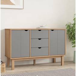 vidaXL Otta Marron Et Gris 113.5x43x73 cm Bois Massif Pin Buffet