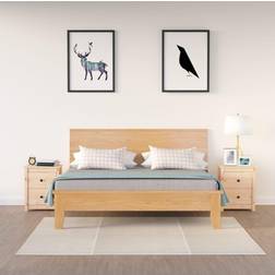 vidaXL Mesitas 2 Uds Madera Maciza De Pino 50x35x61.5 cm Mesita de noche