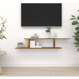 vidaXL Wall-Mounted Shelf Smoked TV Bench