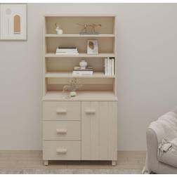 vidaXL Highboard HAMAR Solid Wood Pine Honey Brown Storage Cabinet