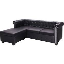 vidaXL Chesterfield En Forma De L Cuero Sintético Negro Sofá