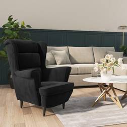 vidaXL Black Velvet 29.1 x 33.1 x 39.4 in Armchair