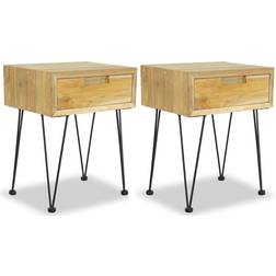 vidaXL 2 stk. massivt teaktræ Sengebord 30x40cm