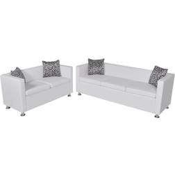 vidaXL Set Divani A 2 E A 3 Posti In Similpelle Bianco 170 x 62.5 x 63 cm Divano