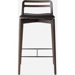 Vipp 484 Cabin Counter Chair Dark Oak Black Leather Bar Stool