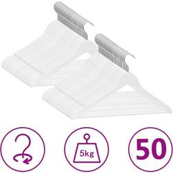 vidaXL Juego De Perchas Ropa 50 Uds Antideslizantes Madera Dura Blanco Percha