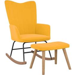 vidaXL Silla Con Reposapiés Tela Amarillo Mostaza Sillón Mecedora