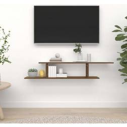 vidaXL Estante Pared Para Madera Roble Marrón 125x18x23 cm Mueble de TV