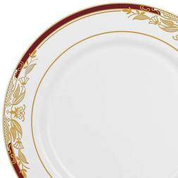 Smarty 7.5 White Burgundy Gold Harmony Rim Plastic Salad Plates 120ct