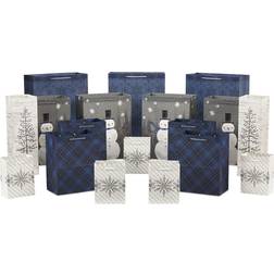 Hällmark Blue And Silver Bulk Christmas Gift Bags 18 Gift Bags