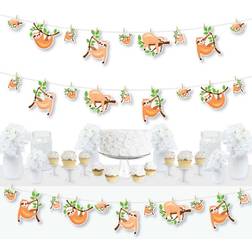 Let's Hang Sloth Party Diy Decor Clothespin Garland Banner 44 Pc Orange