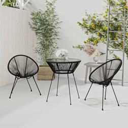 vidaXL Giardino 3 Pz In Rattan Pvc Nero Set da pranzo per patio