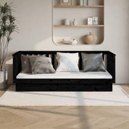 vidaXL Cama De Madera Maciza De Pino Negro 80x200 cm Sofá