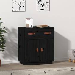 vidaXL Credenza Nera 65.5x40x75 cm In Legno Massello Di Pino Madia