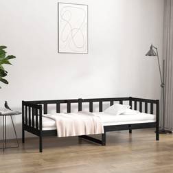 vidaXL Cama Sin Colchón Madera Maciza De Pino Negro 80x200 cm Sofá