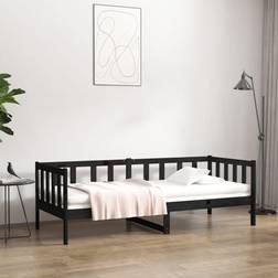 vidaXL Slaapbank 80 x 200 cm Massief Grenenhout Zwart