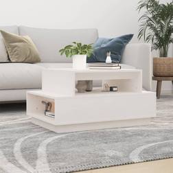 vidaXL Blanc 80 x 55 x 40.5 cm Bois Massif De Pin Table Basse