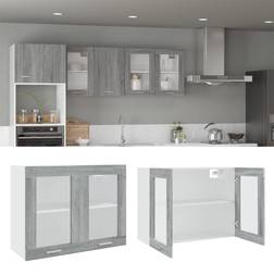 vidaXL Pensile Vetro Grigio Sonoma 80x31x60 cm Mobile a Parete