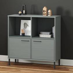 vidaXL Librería Patas Metal Oslo Madera Maciza Gris 90x35x90.5 cm Estantería de libros