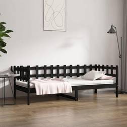 vidaXL Cama De Madera Maciza De Pino Negro 80x200 cm Sofá