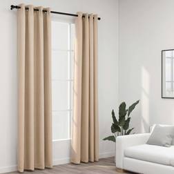 vidaXL 2x Linen-Look Blackout Curtains with Grommets 140x245 cm Beige