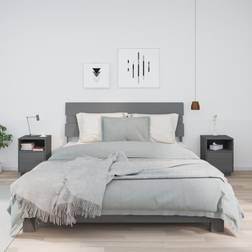 vidaXL Nachttische 2 Stk Grau 40 x 34 x 55 cm Nachttisch
