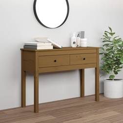 vidaXL konsolbord 100x35x75 massivt fyrretræ gyldenbrun Konsolbord