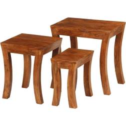 vidaXL 3 pcs Bois Massif d'Acacia 50 x 35 x 50 cm Marron Table gigogne