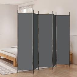 vidaXL 5-Panels 250 x 200 cm Stof Antracitgrå Rumdeler