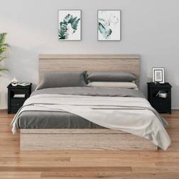 vidaXL Mesitas 2 Uds Madera Maciza De Pino Negra 40x35x49 cm Mesita de noche