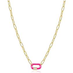 Ania Haie Carabiner Necklace - Gold/Pink/Transparent