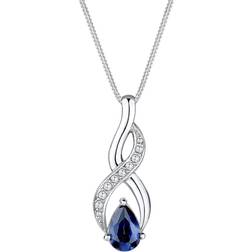 Elli Women's 925 Sterling Silver Xilion Cut Synthetic Sapphire Necklace with Pendant - 45 cm