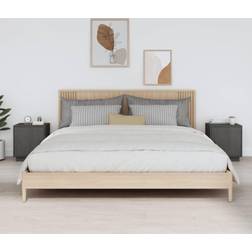 vidaXL 2 UDS Madera Maciza Pino Gris 40x34x45 cm Mesita de noche