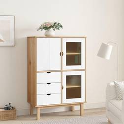 vidaXL Buffet Haut Marron 85 x 43 x 125 cm Bois Massif Pin Armoire