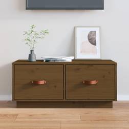 vidaXL 80x34x40 massivt fyrretræ gyldenbrun TV-bord