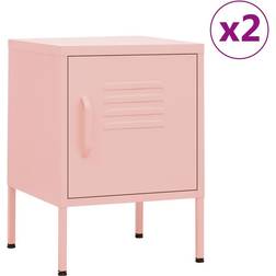 vidaXL Natborde 2 Stk 35 x 35 x 51 cm Stål Lyserød Sengebord 35x35cm