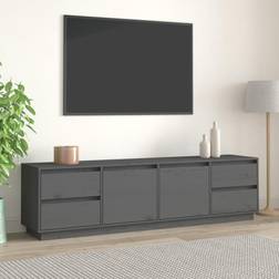 vidaXL Madera Maciza De Pino Gris 176x37x47.5 cm Mueble de TV