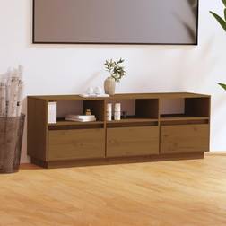 vidaXL Marron Miel 140x37x50 cm Bois de Pin Massif Meuble TV