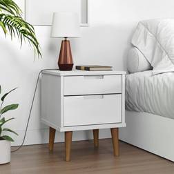vidaXL 40x35x48 massivt fyrretræ Sengebord