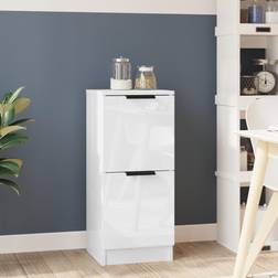 vidaXL Skænk 30 x 30 x 70 cm Konstrueret Træ Hvid Højglans Opbevaringsskab