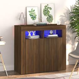 vidaXL Med LED-Lys 80 x 35 x 75 cm Brun Eg Skænk