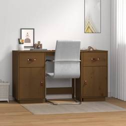vidaXL with Cabinets Honey Writing Desk