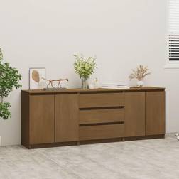 vidaXL Credenza Marrone Miele 180x36x65 cm In Legno Massello di Pino Madia