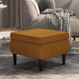 vidaXL Pieds En Bois Siège Pouf Repose-Pied Canapé Salle De Séjour Chambre À Coucher Intérieur Marron Velours Tabouret