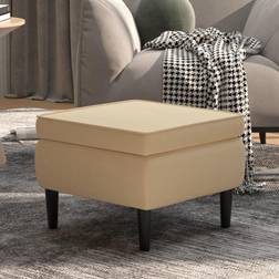 vidaXL Hocker Mit Holzbeinen Creme Samt Sitzhocker