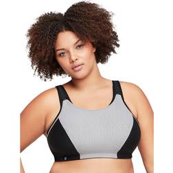 Glamorise Women's Custom Control Sports Bra Wirefree, Black/Grey Black/Grey