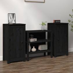 vidaXL Aparadores 2 Uds Madera Maciza De Pino Negro 40x35x80 cm Aparador