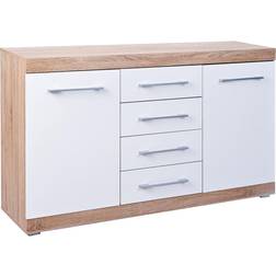 Scandinavian Choice Credenza Buffet 2 Ante 4 Cassetti Rovere/Bianco 155 x 40 x 87 cm Madia