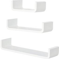 Homcom U Shaped White Wall Shelf 60cm 3pcs
